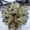 Coroana funerara cu trandafiri, crizanteme, minigerbera